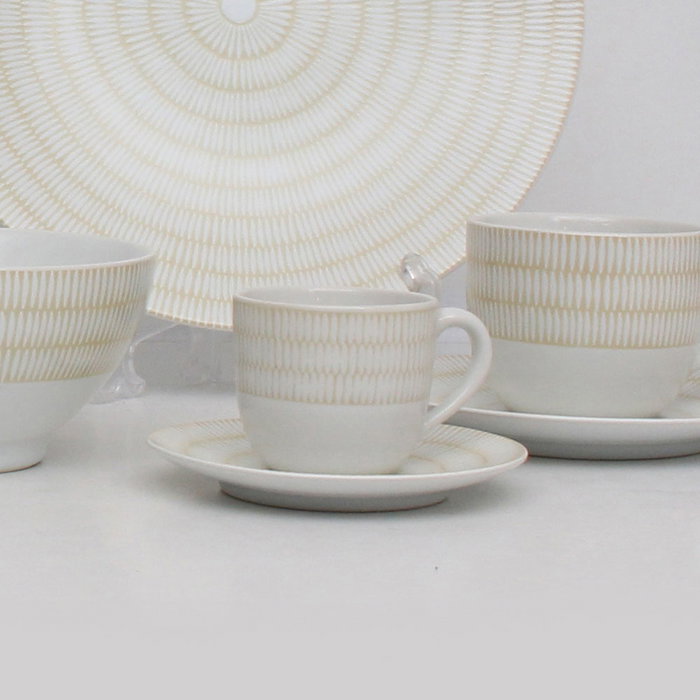 Avet Taza Café Con Plato 120 Ml Long Rice Beige (6 Unidades) Stoneware